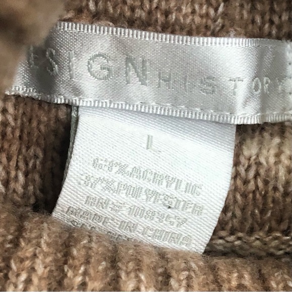 Design History brown pink tribal print turtleneck short sleeve vest sweater L - Picture 5 of 10